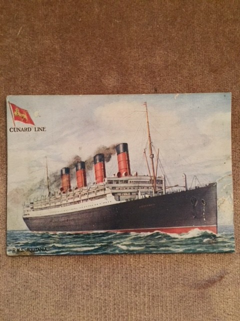 UNUSED COLOUR POSTCARD FROM THE OLD VESSEL THE RMS AQUITANIA