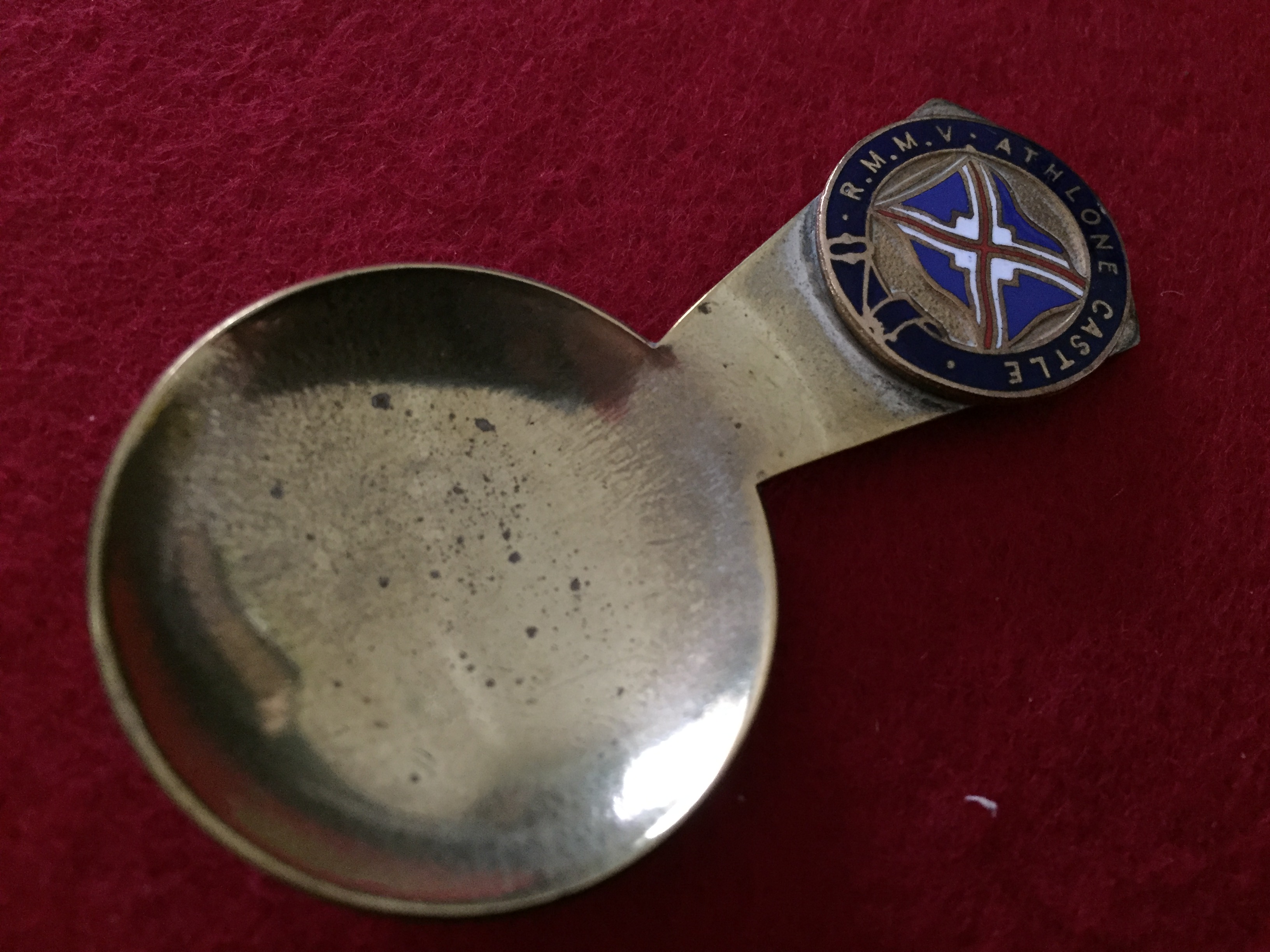 SOUVENIR TEA CADDY SPOON FROM THE UNION CASTLE LINE VESSEL THE RMMV ATHLONE CASTLE