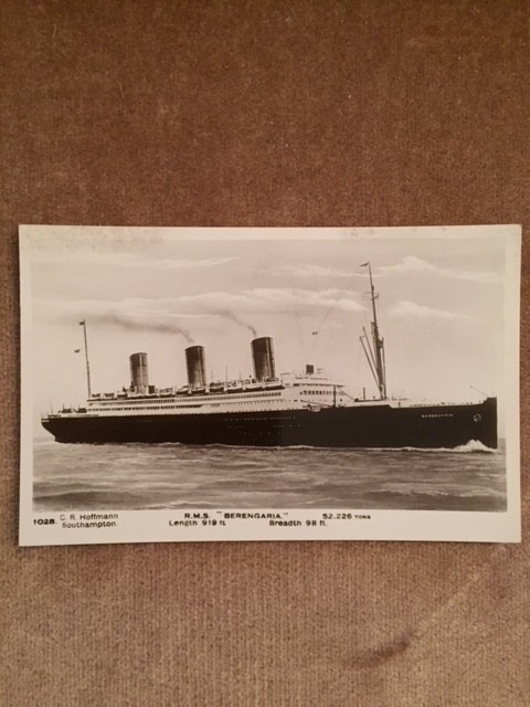 UNUSED B/W POSTCARD FROM THE OLD CUNARD LINE VESSEL THE BERENGARIA