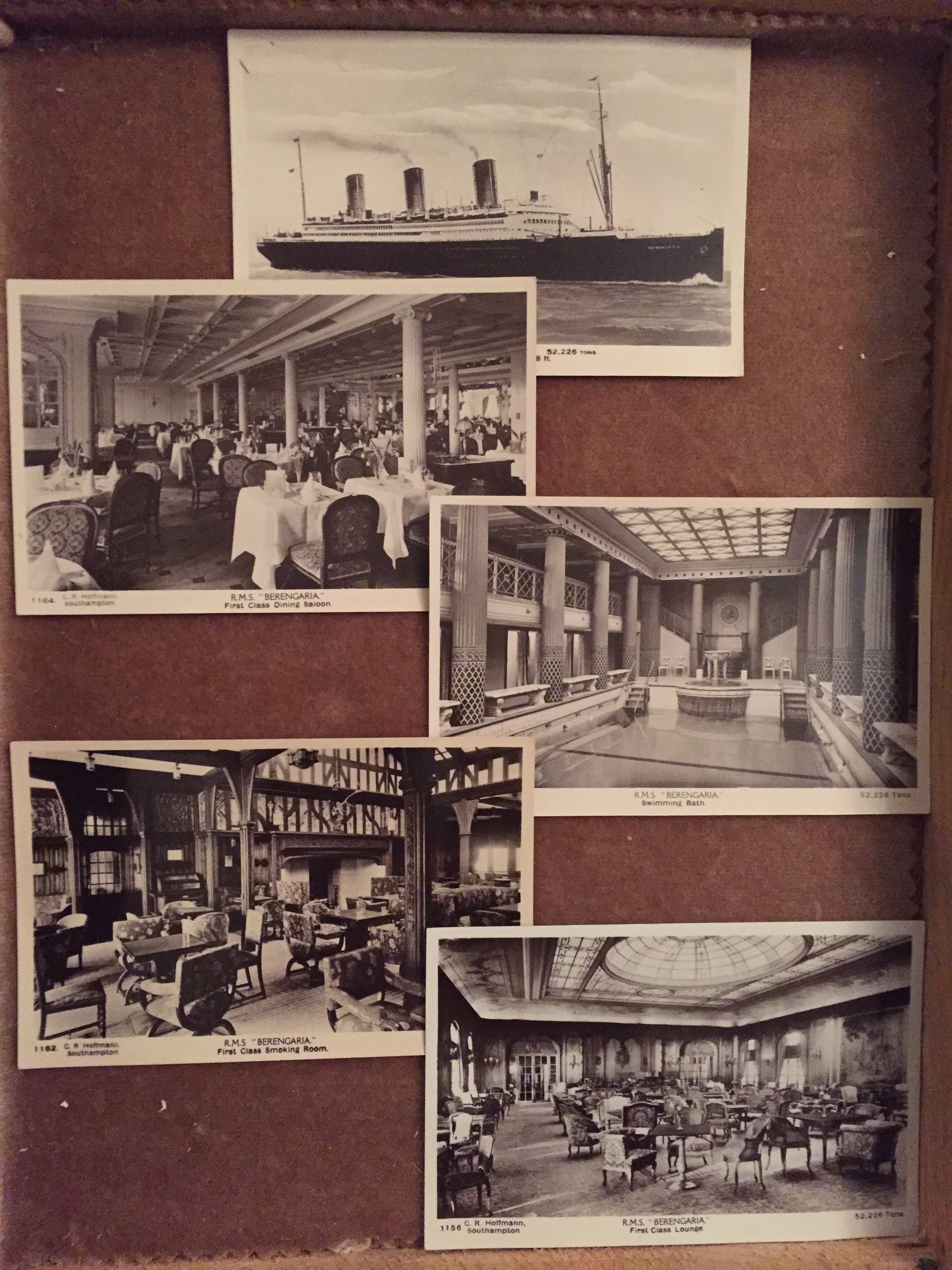SET OF 5 UNUSED B/W POSTCARDS FROM THE OLD CUNARD LINE VESSEL THE BERENGARIA