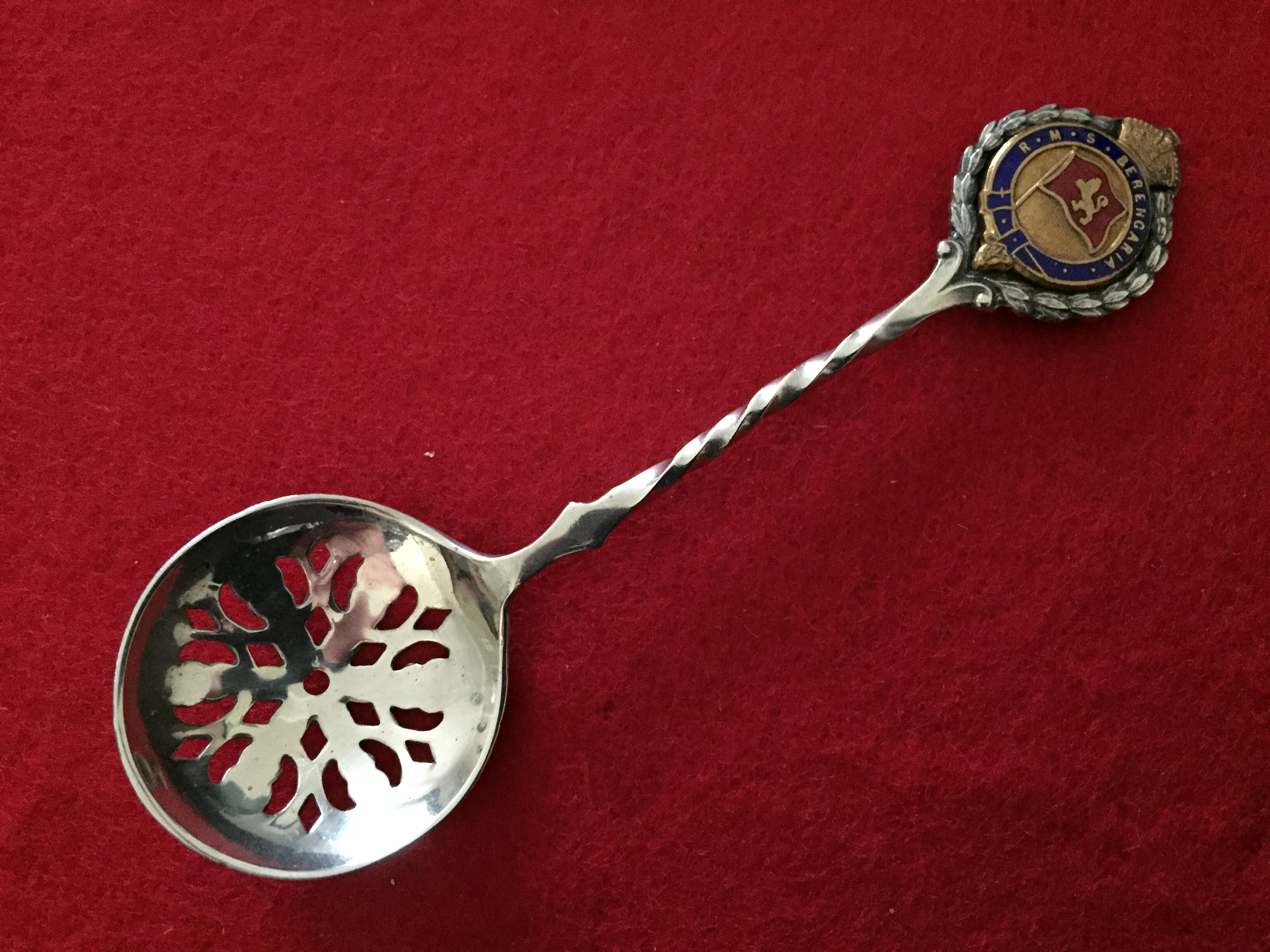 SOUVENIR SUGAR SIFTER SPOON FROM THE OLD VESSEL THE BERENGARIA