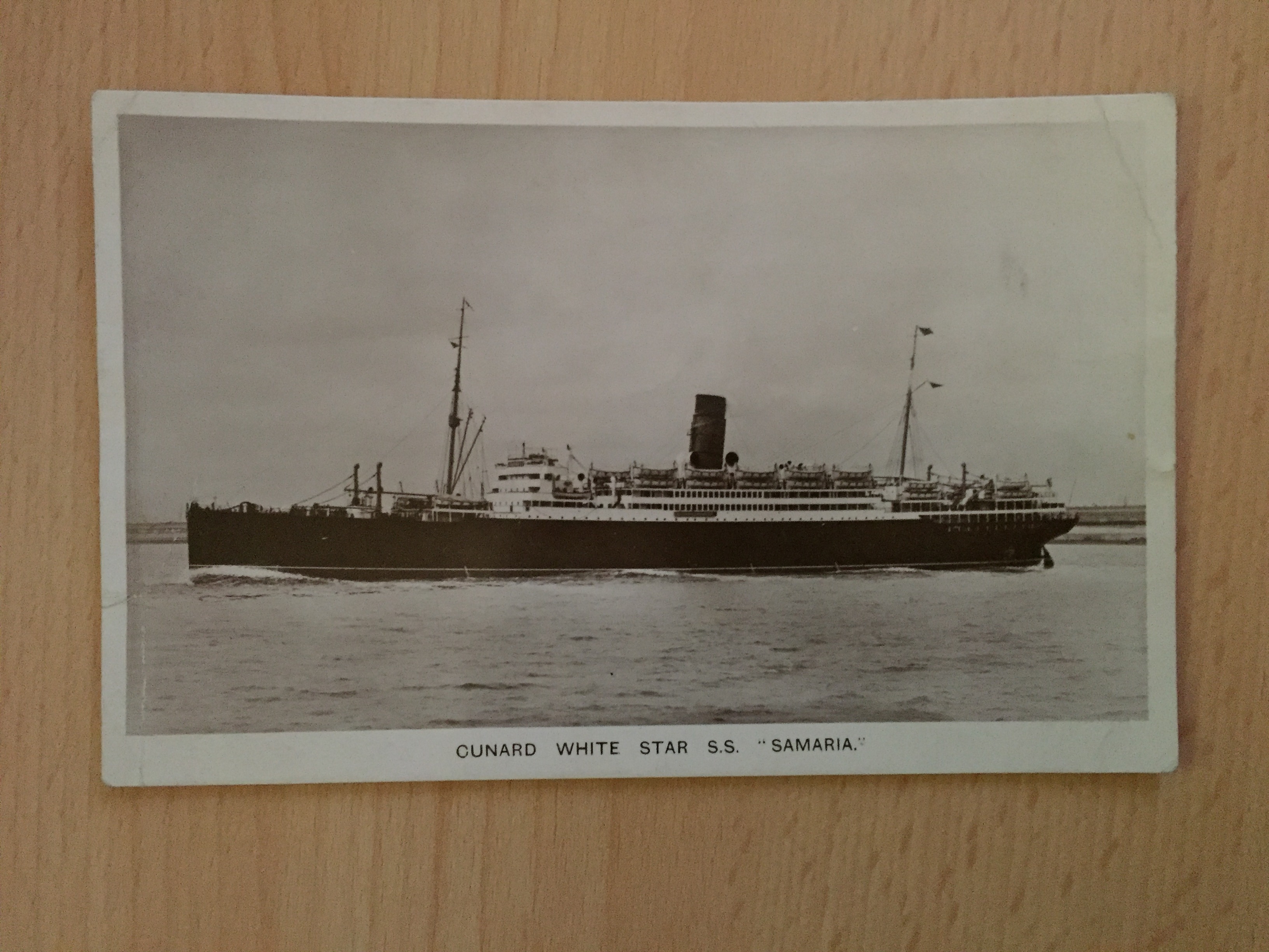B/W RARE POSTCARD OF THE WHITE STAR LINER THE RMS SAMARIA