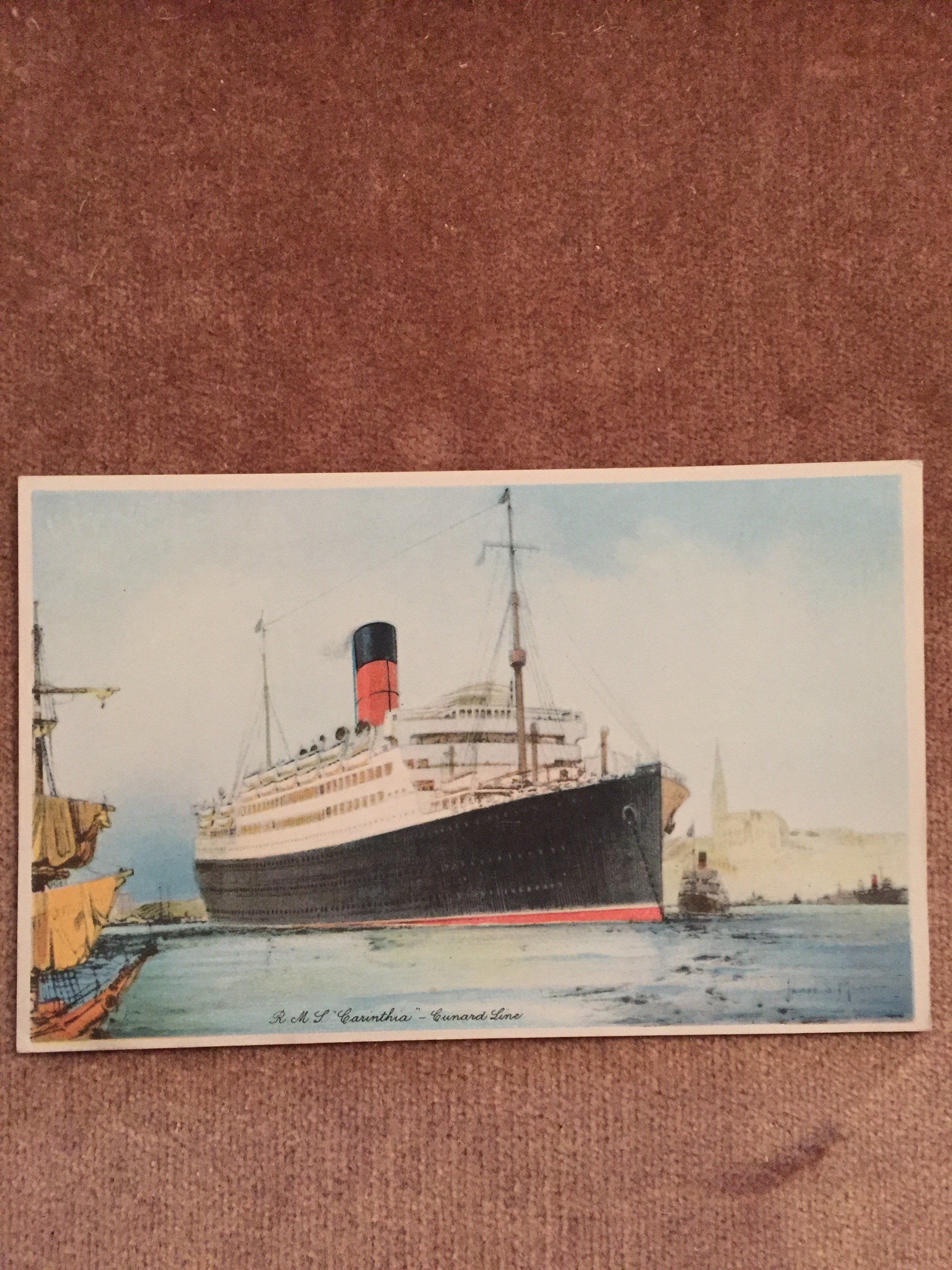 UNUSED COLOUR POSTCARD FROM THE OLD CUNARD LINE VESSEL THE CARINTHIA