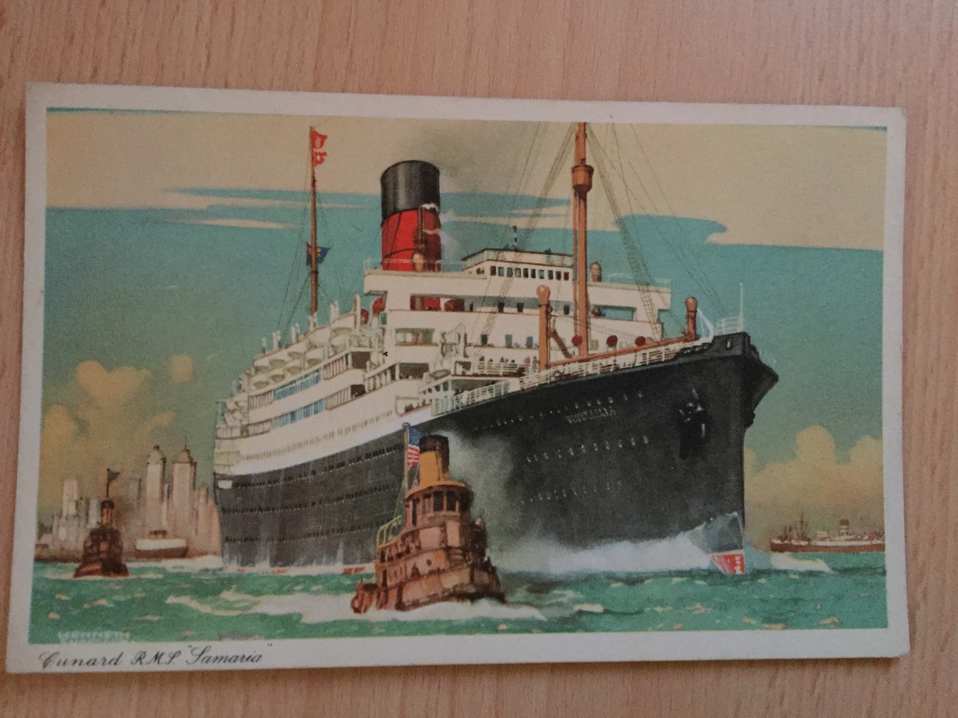 UNUSED COLOUR POSTCARD FROM THE WHITE STAR LINE VESSEL RMS SAMARIA