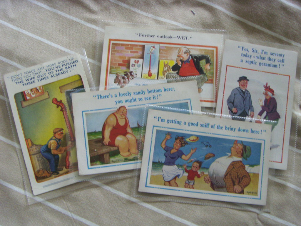 SET OF 5 ORIGINAL DONALD McGILL EARLY PIER HEAD POSTCARDS FROM 1930's/40's