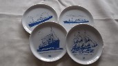 SET OF 4 SOUVENIR CHINA DISHES FROM THE HAMBURG AMERICA LINE