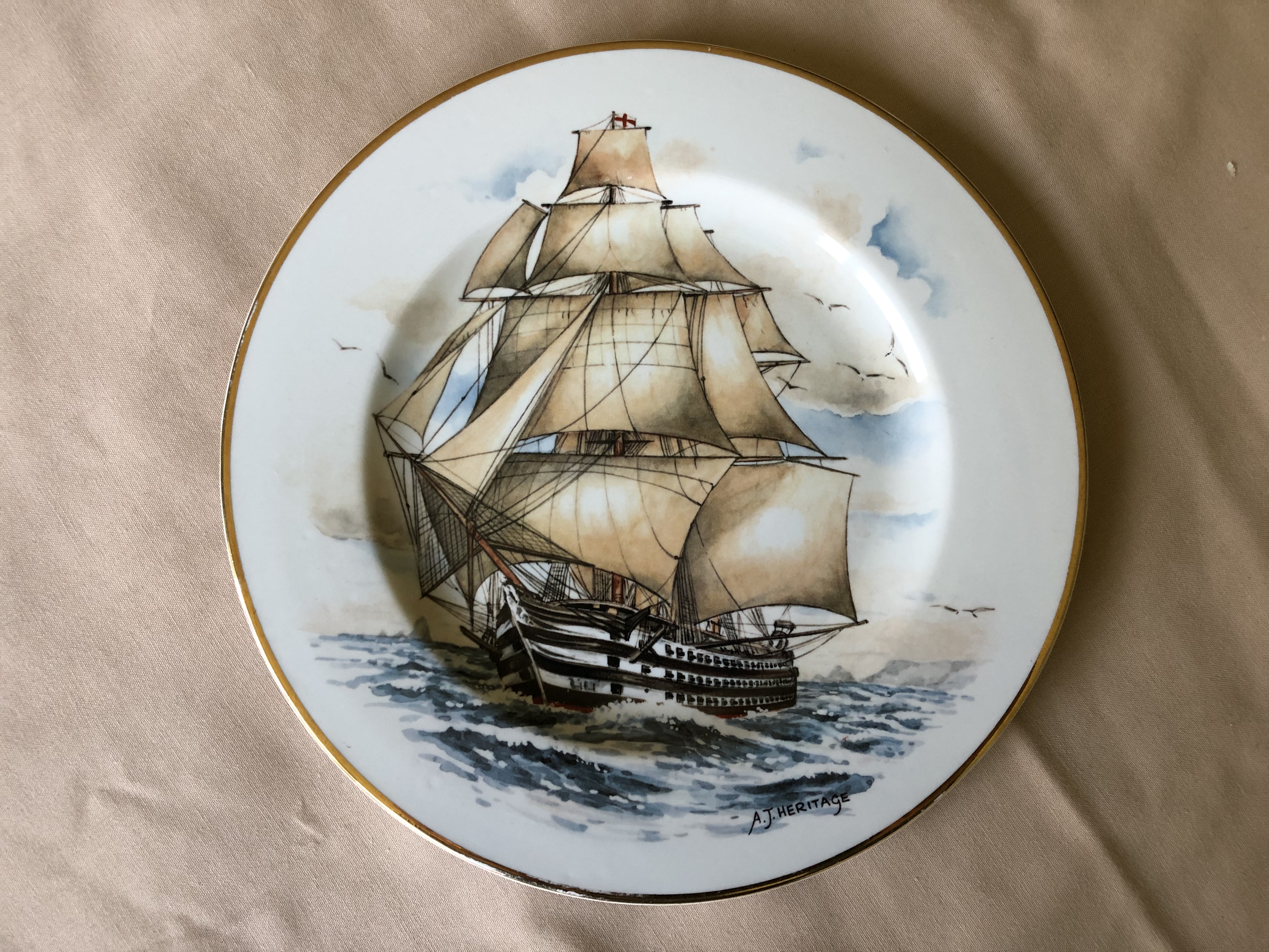 SOUVENIR PLATE OF THE WOODEN VESSEL HMS VICTORIA 1859 