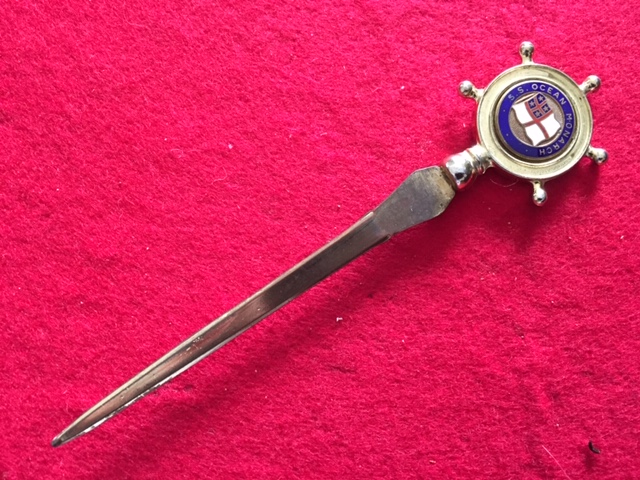 SOUVENIR LETTER OPENER FROM THE SHAW SAVILL LINE VESSEL THE OCEAN MONARCH