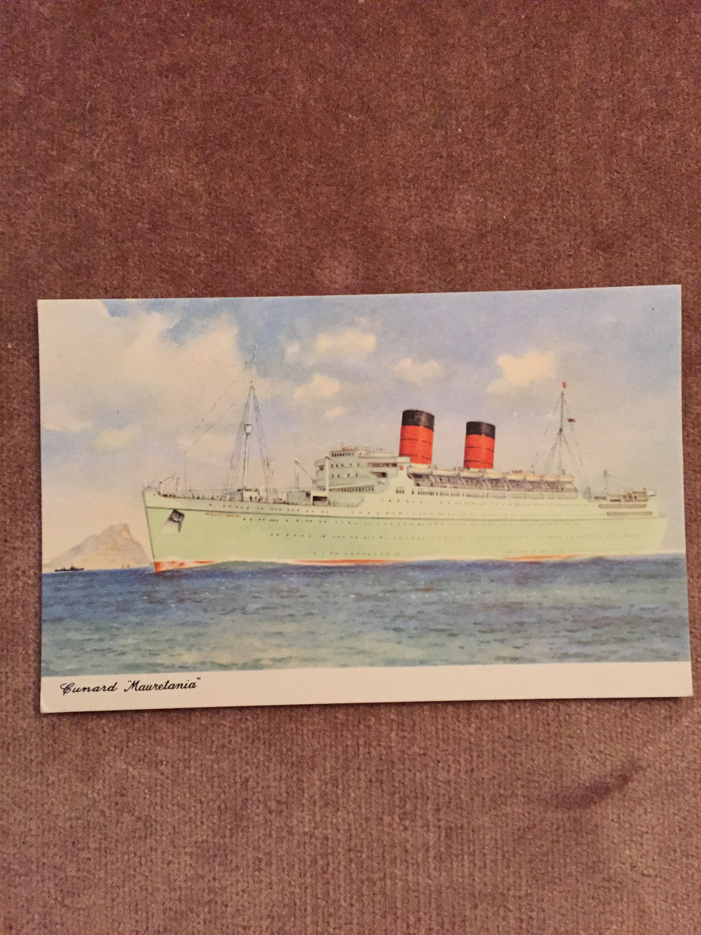 UNUSED COLOUR POSTCARD FROM THE OLD CUNARD WHITE STAR LINE VESSEL THE MAURETANIA