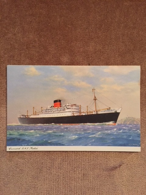 UNUSED COLOUR POSTCARD FROM THE OLD CUNARD LINE VESSEL THE MEDIA