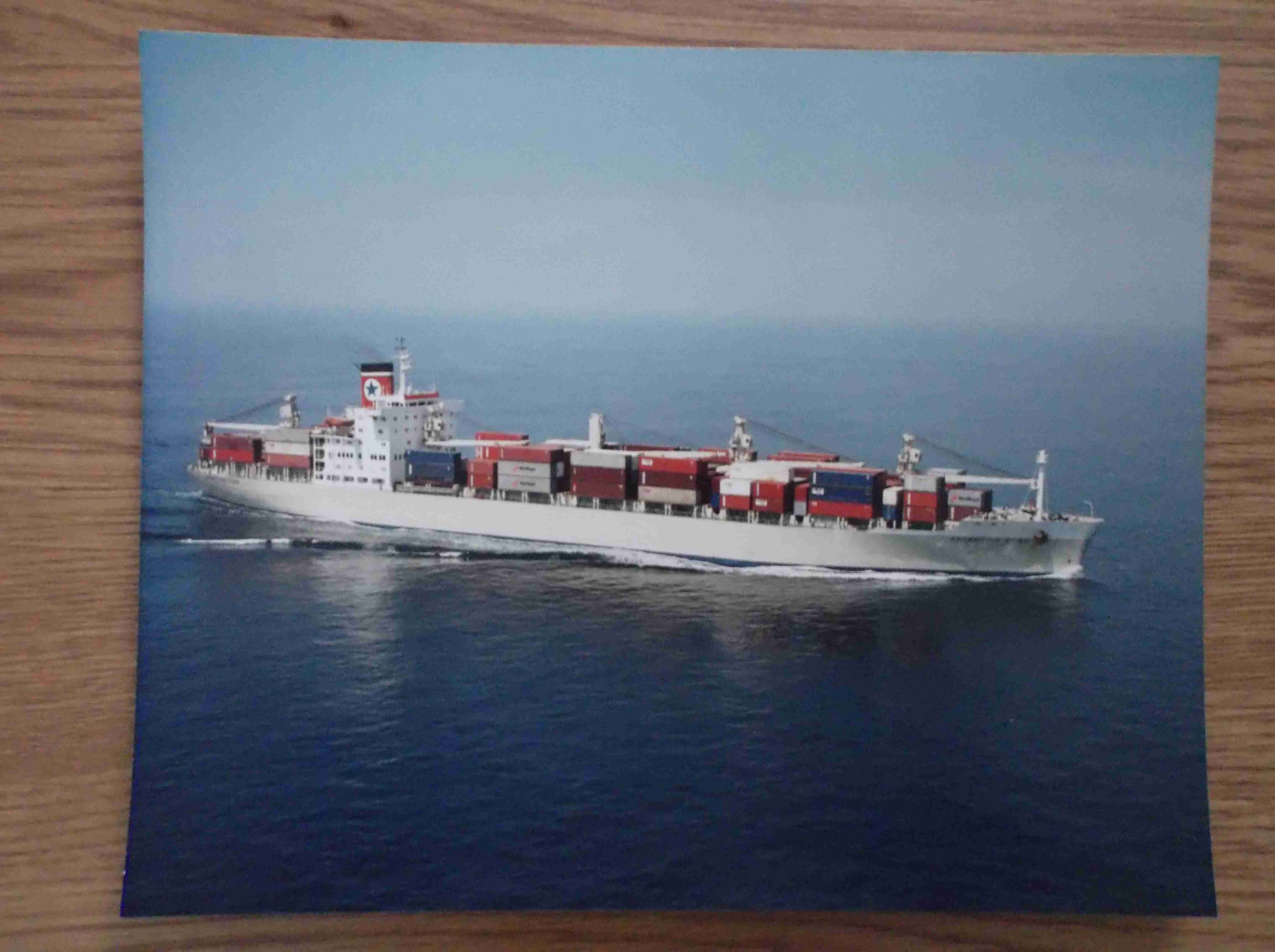 LARGE COLOUR PHOTOGRAPH OF THE BLUE STAR LINE VESSEL THE ARGENTINA STAR