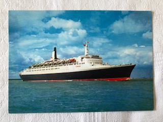 IN SERVICE POSTCARD FROM THE CUNARD LINE VESSEL THE QE2