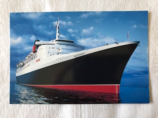 IN SERVICE POSTCARD FROM THE CUNARD LINE VESSEL THE QE2