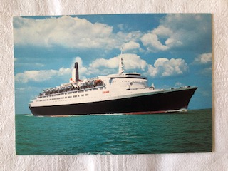 IN SERVICE POSTCARD FROM THE CUNARD LINE VESSEL THE QE2