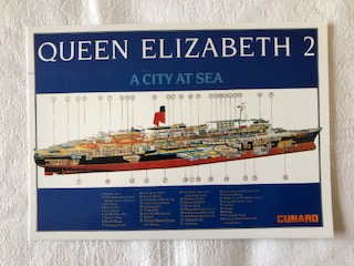 IN SERVICE POSTCARD FROM THE CUNARD LINE VESSEL THE QE2