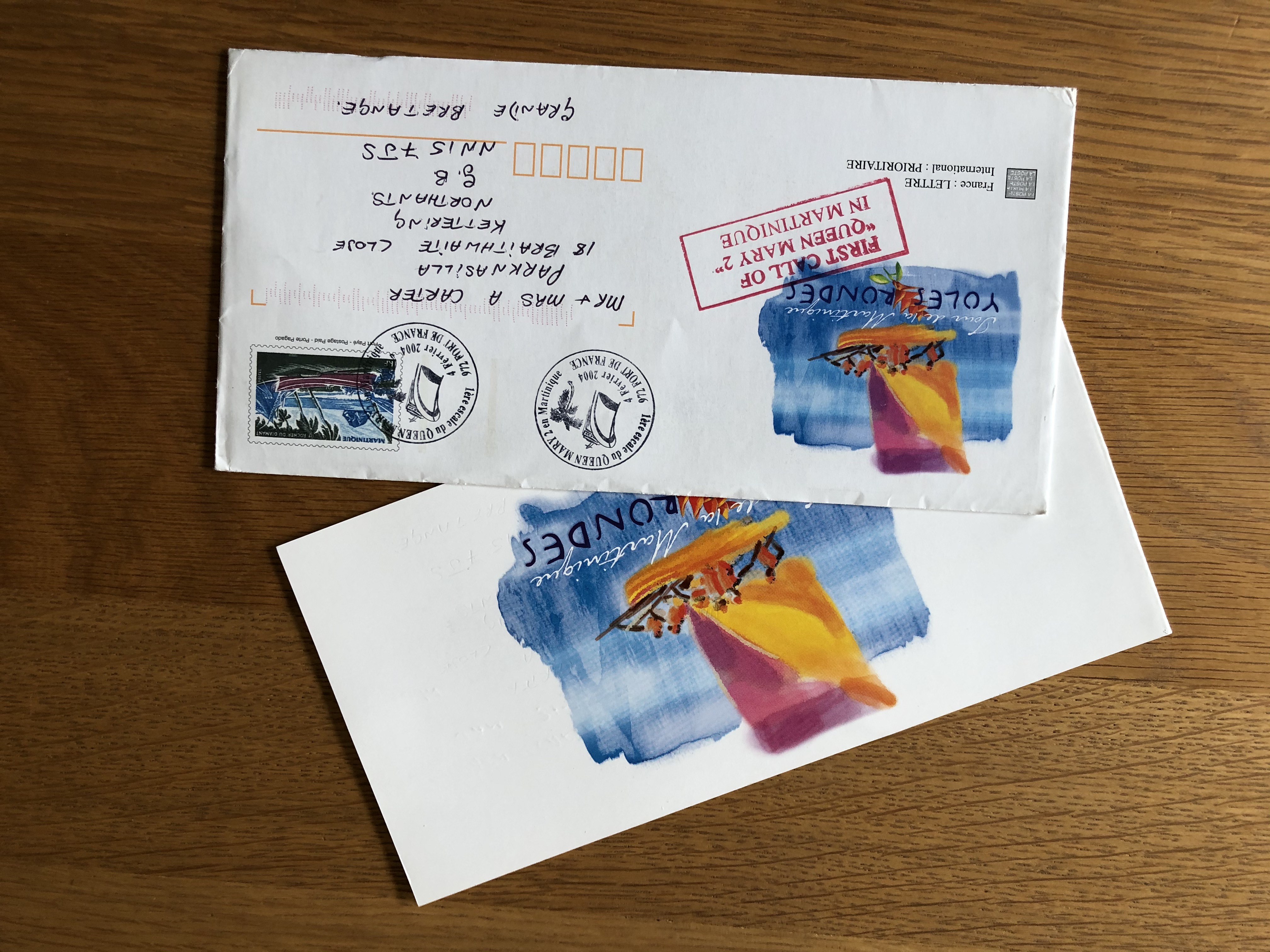 POSTED LETTER CARD FROM THE MAIDEN VOYAGE OF THE QUEEN MARY 2 [P]