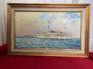 RARE OIL PAINTING FROM COLLECTABLE ARTIST COLIN MOORE OF THE VESSEL ROYAL SOVEREIGN