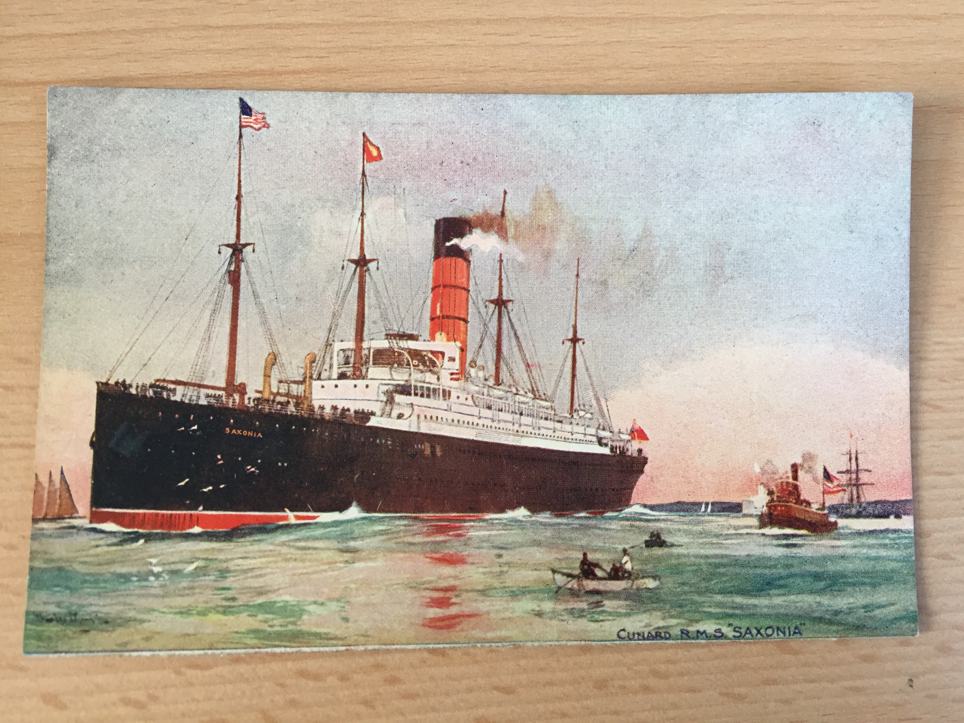 UNUSED COLOUR POSTCARD OF THE CUNARD LINE VESSEL THE RMS SAXONIA