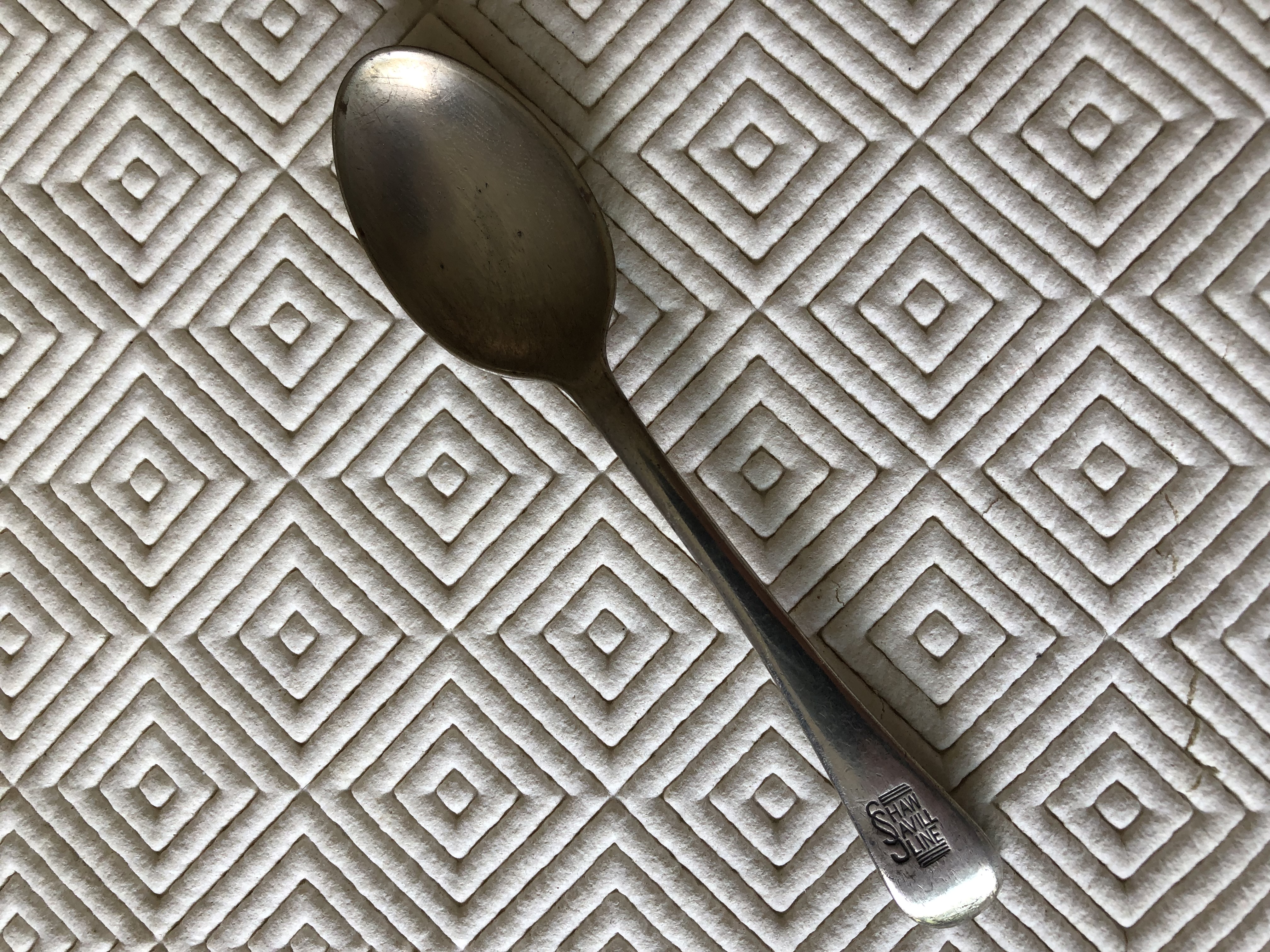 AS USED IN SERVICE TEA SPOON FROM THE SHAW SAVILL LINE 