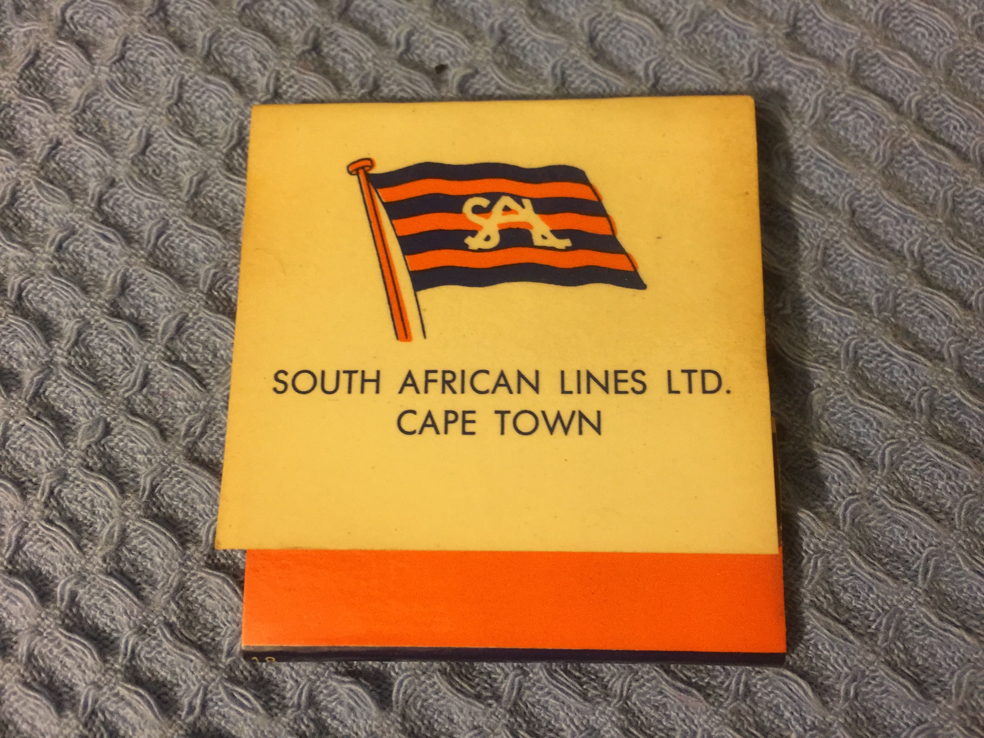 EARLY UNUSED FLAT PACK BOX OF MATCHES FROM THE SOUTH AFRICAN LINES LIMITED CAPE TOWN