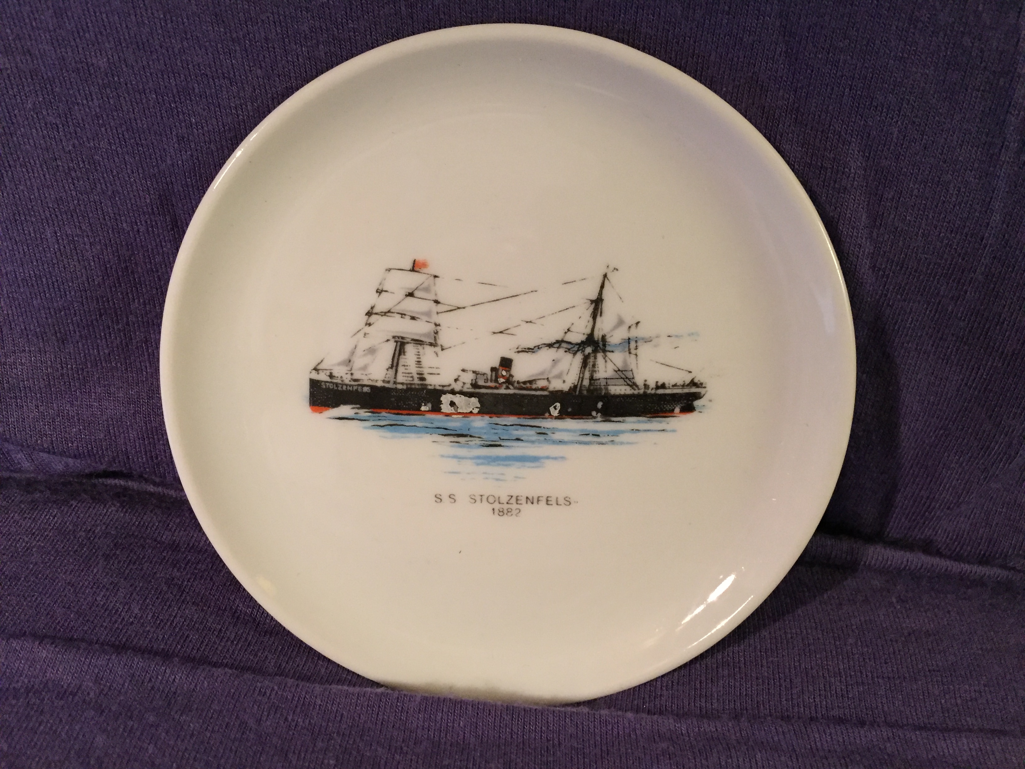 SMALL SOUVENIR DISH FROM THE VESSEL THE SS STOLENFELZ