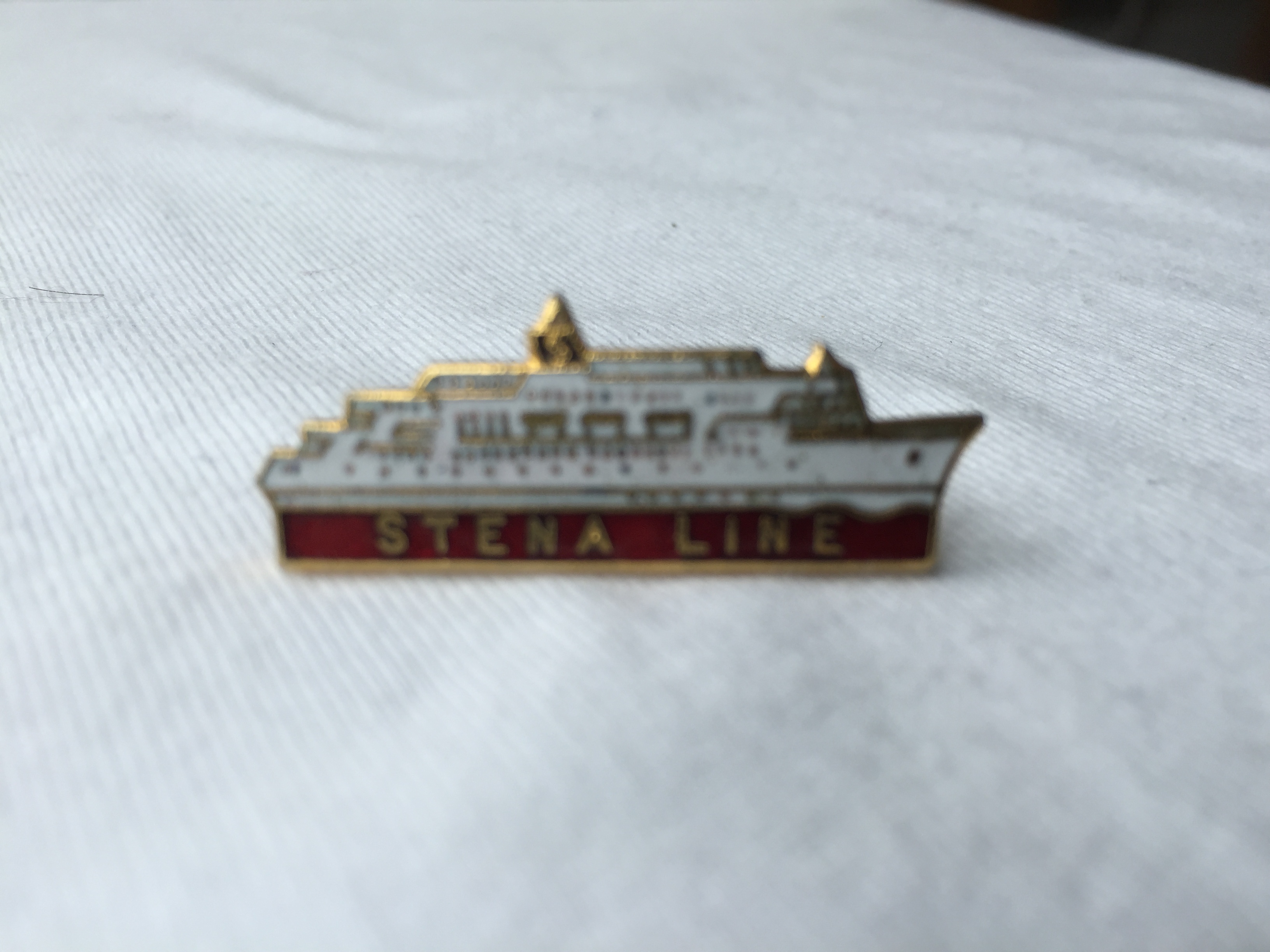 SHIP SHAPE LAPEL PIN FROM THE STENA LINE FERRY CROSSING COMPANY