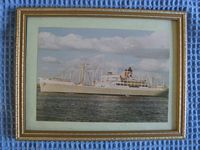 OLD FRAMED PICTURE OF THE BLUE STAR LINE VESSEL THE ARGENTINA STAR