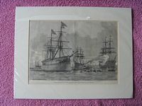 B/W PRINT OF THE OLD SAILING RIG VESSEL THE PRINCE OF WALES FROM THE 1800's