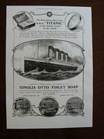 COPY OF AN ORIGINAL TITANIC POSTER ADVERTISING VINOLIA OTTO TOILET SOAP
