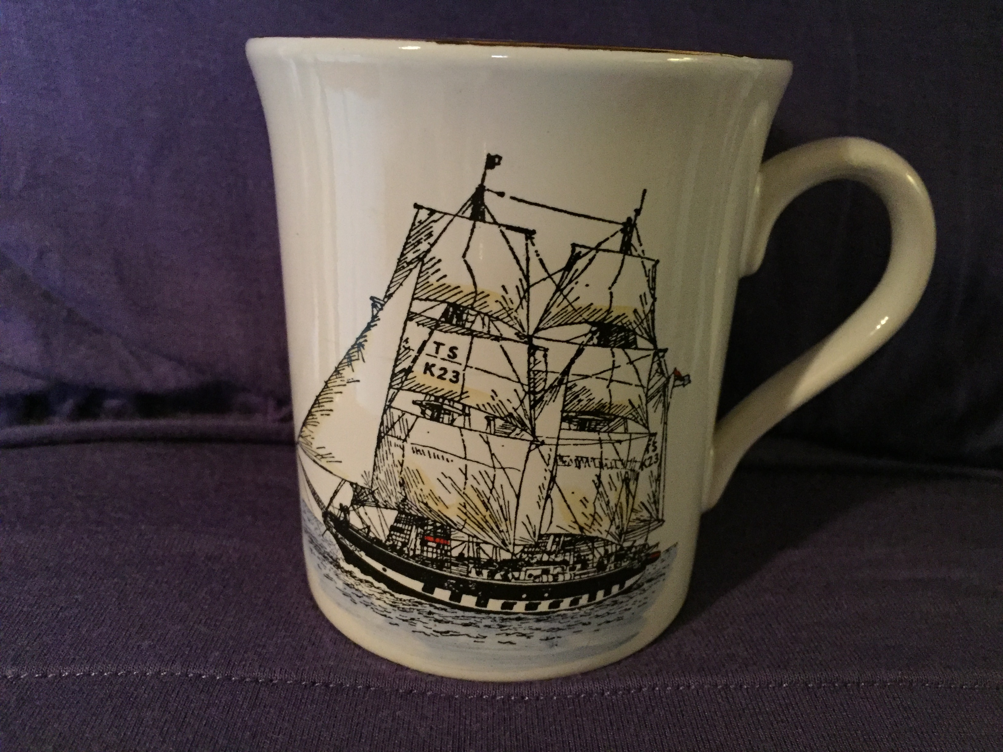 SOUVENIR CHINA MUG FROM THE VESSEL THE TS ROYALIST       