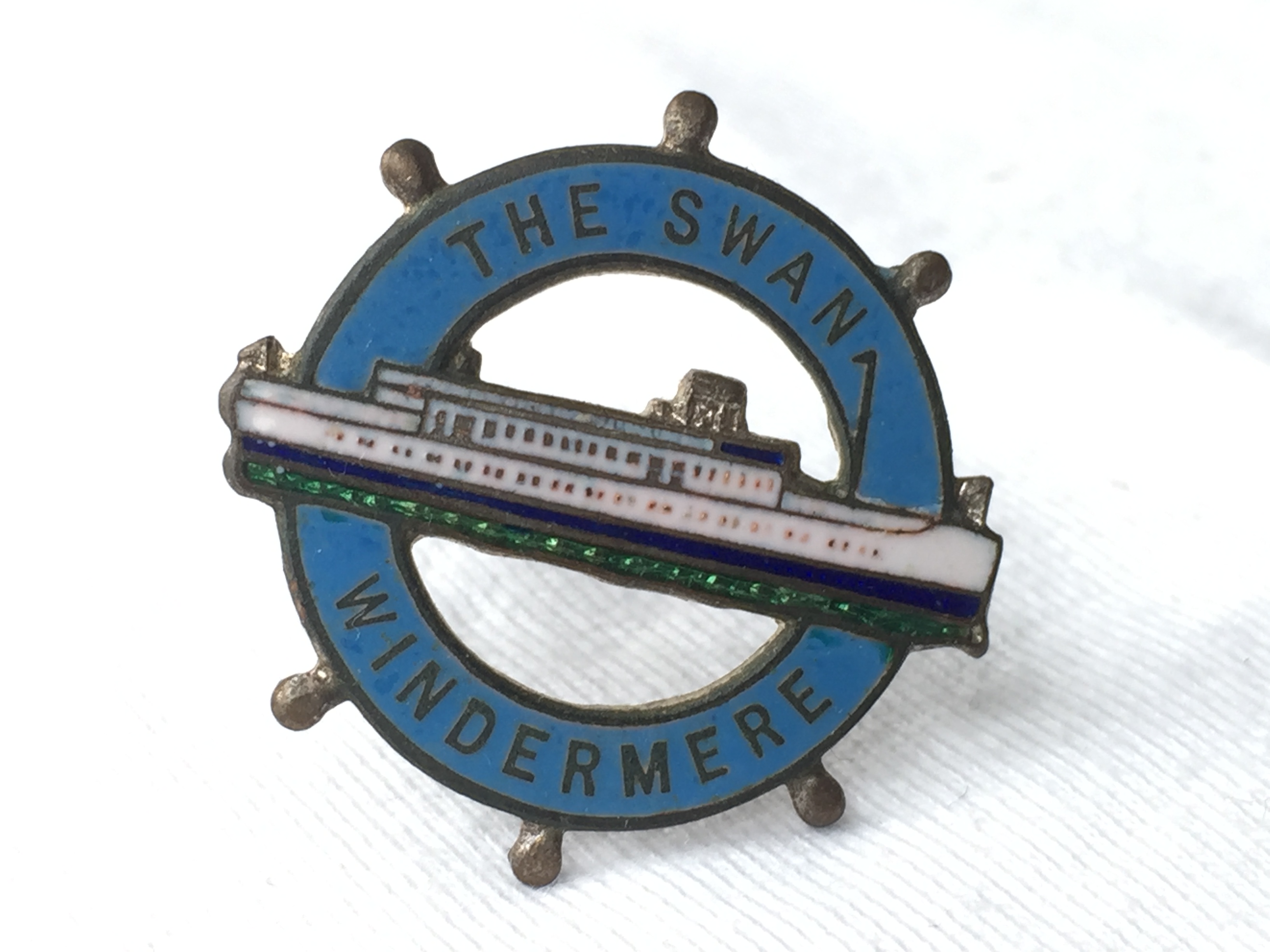 LAPEL PIN BADGE FROM THE WINDERMERE STEAMERS LINE VESSEL THE SWAN