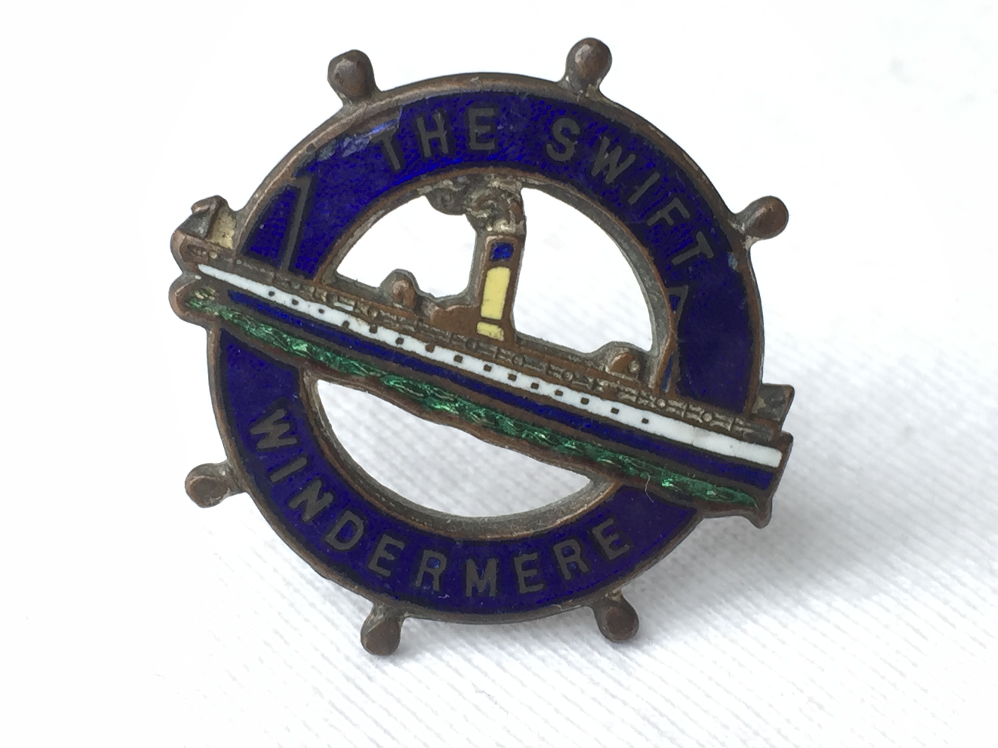 LAPEL PIN BADGE FROM THE WINDERMERE STEAMERS LINE VESSEL THE SWIFT 