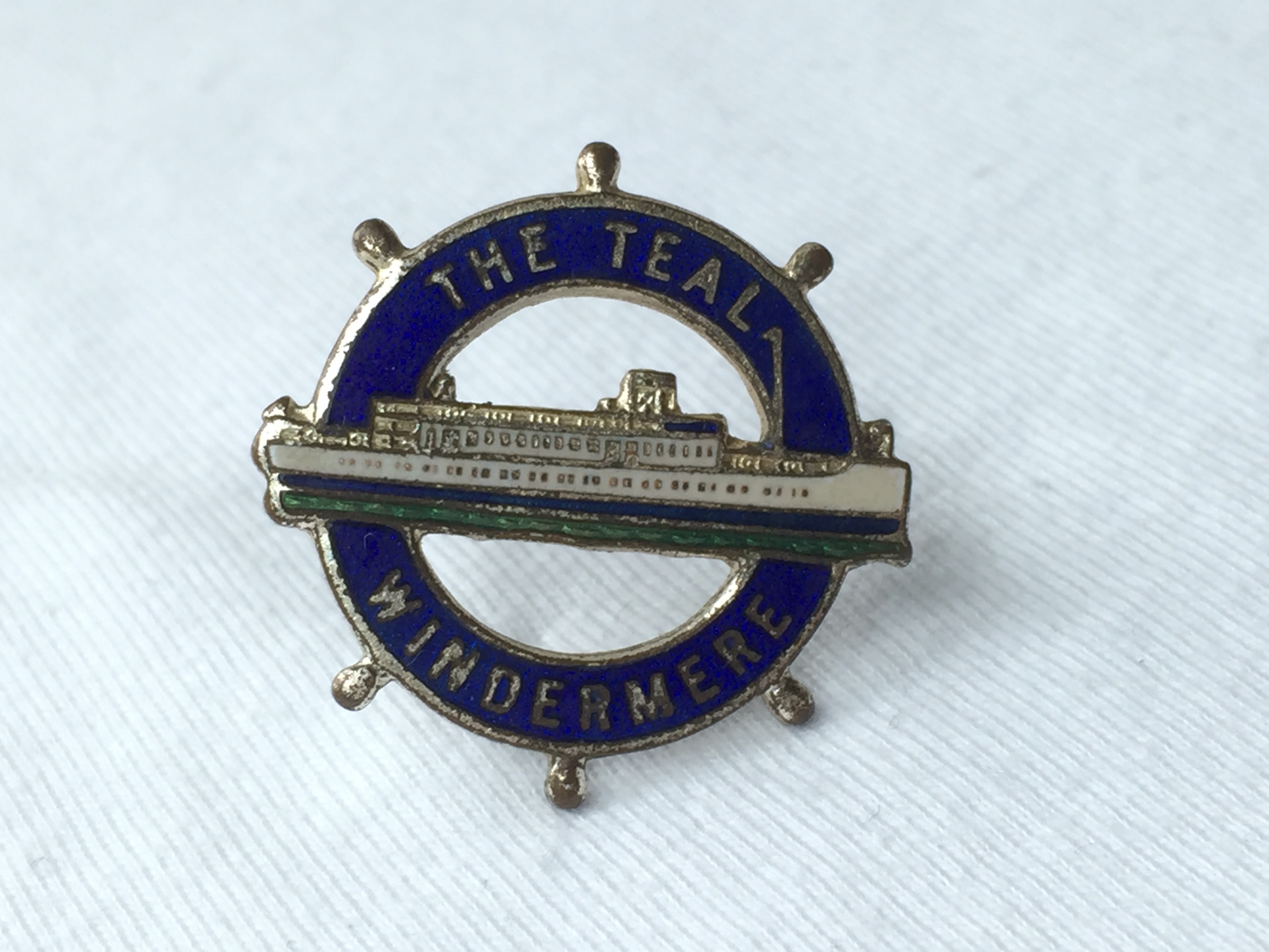 LAPEL PIN BADGE FROM THE WINDERMERE STEAMERS LINE VESSEL THE TEAL