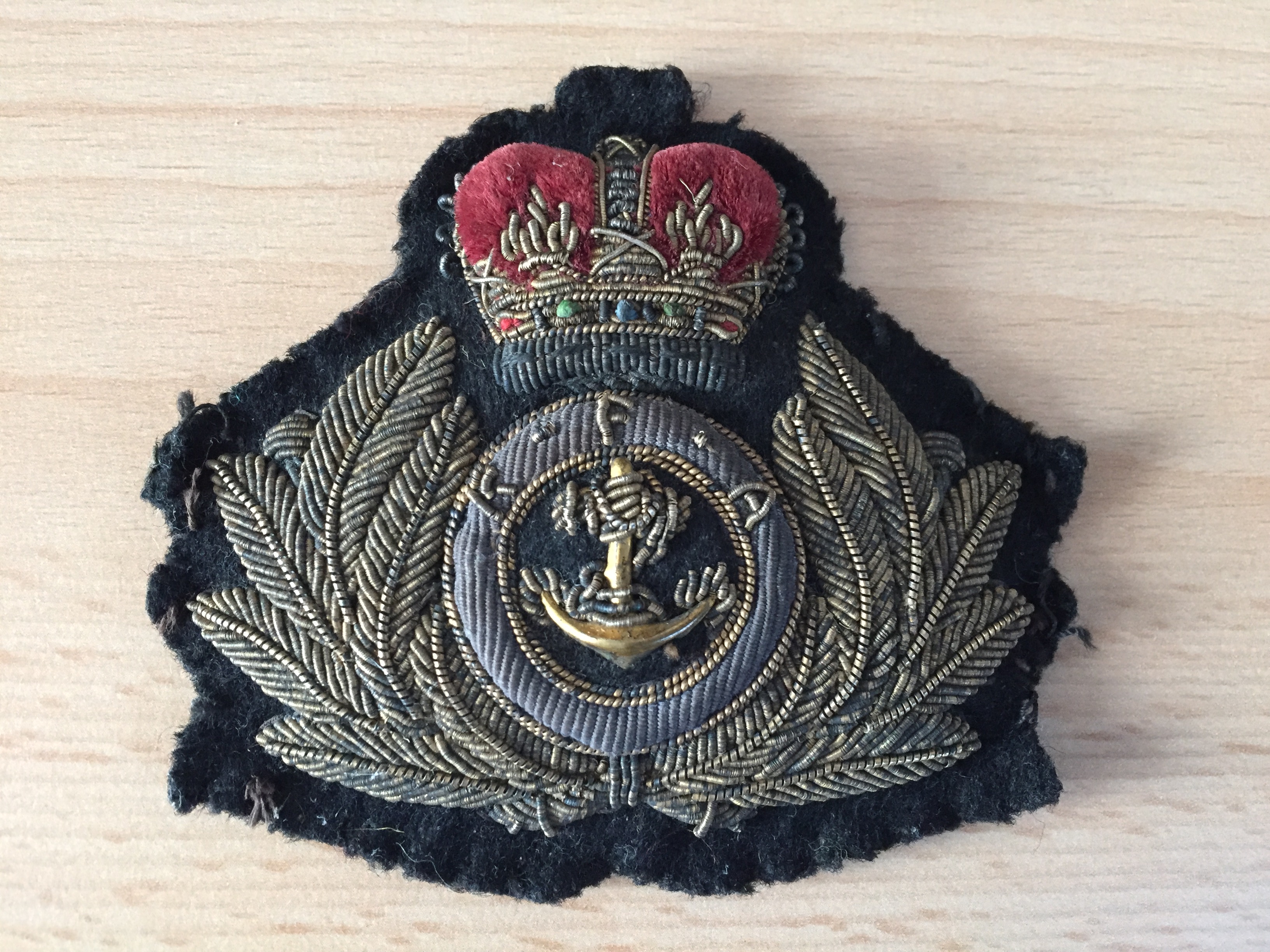 OFFICERS BADGE FROM THE ROYAL FLEET AUXILIARY UNIT CIRCA 1950's
