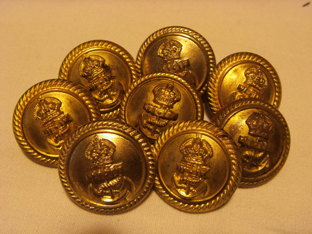 SET OF 8 LARGE SIZED ROYAL NAVAL BLAZER BUTTONS DATED 1960's/70's