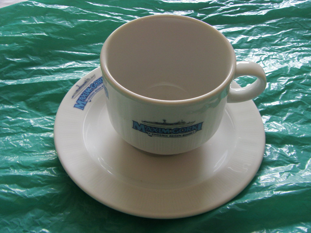 CUP & SAUCER FROM THE RUSSIAN VESSEL THE SS MAXIM GORKI