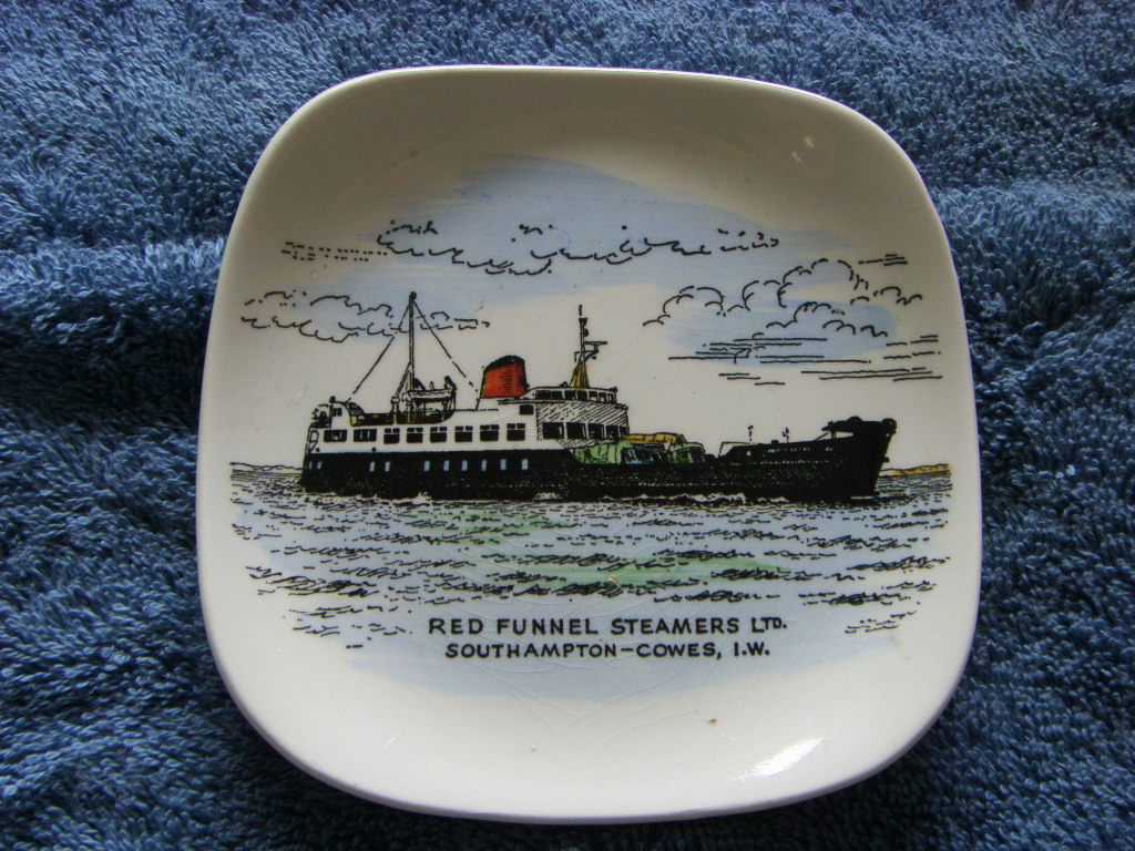 DECORATIVE CHINA PIN DISH FROM THE RED FUNNEL STEAMERS LTD.