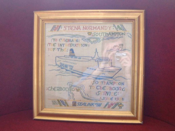 UNUSUAL EMBROIDERED PICTURE FROM THE STENA NORMANDY SHIPPING LINE