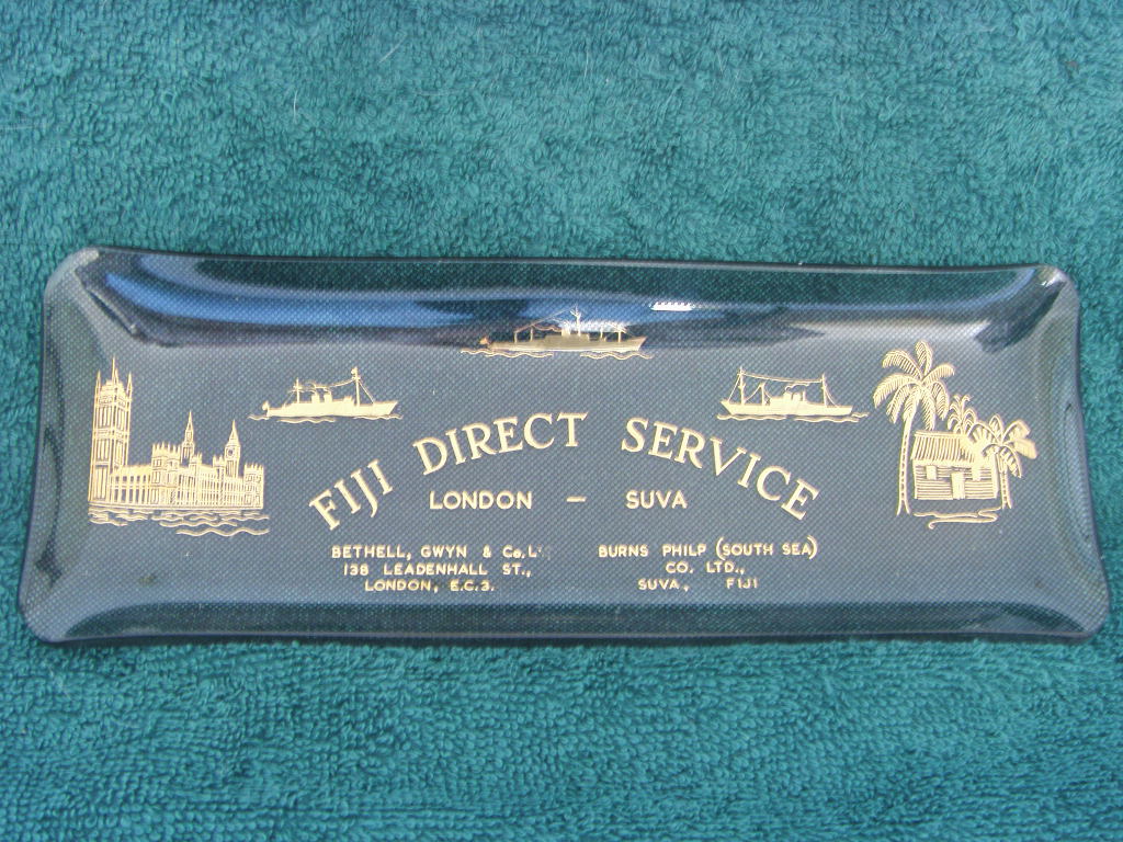 GLASS DISH FROM THE FIJI DIRECT SERVICE SHIPPING COMPANY