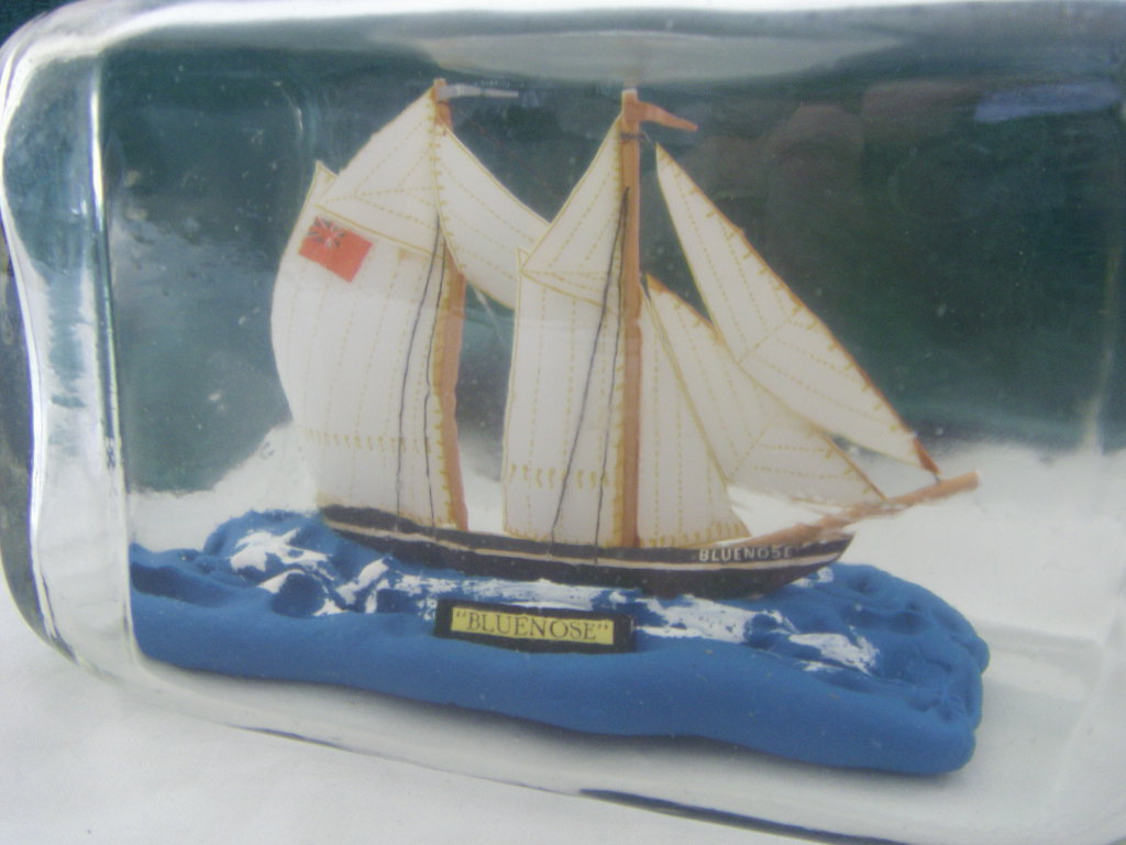 SHIP IN A BOTTLE SHOWING THE VESSEL THE BLUENOSE