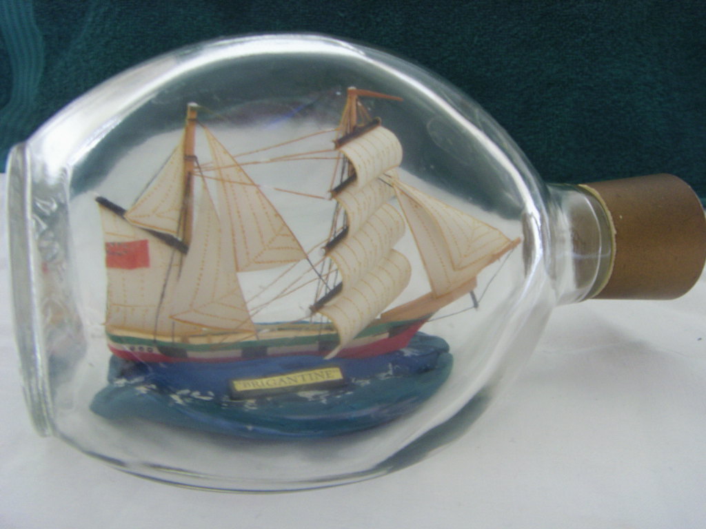 MODEL SHIP IN A GLASS BOTTLEOF THE VESSEL 'BRIGATINE'