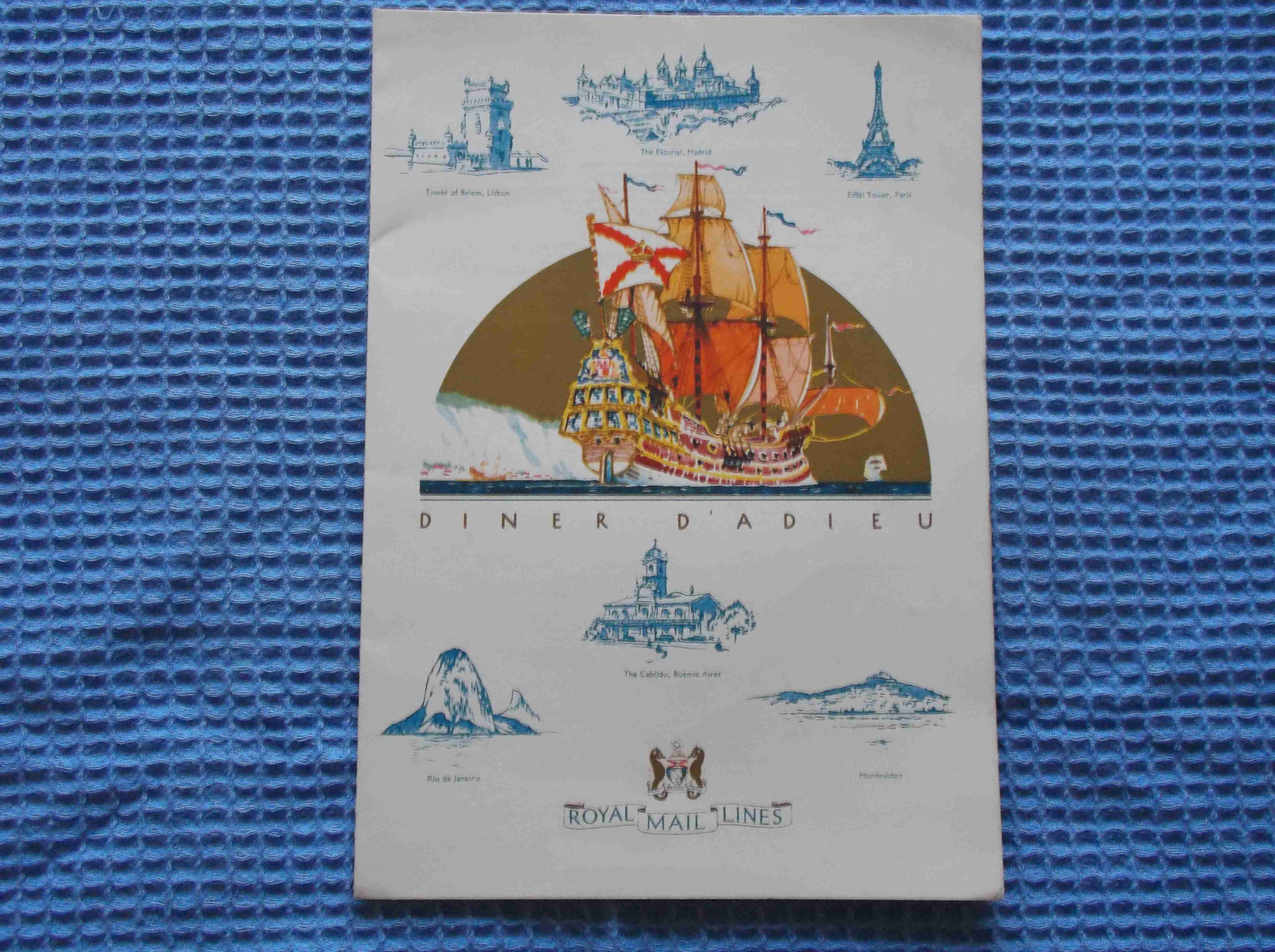 SHIPS LOG/LAST VOYAGE MENU THE ANDES 1953