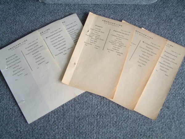 COLLECTION OF MENUS FROM THE AMERICAN LINE VESSEL MONGOLIA DATED AUGUST 1924