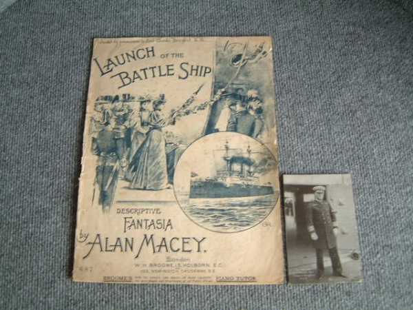 ORIGINAL SHEET MUSIC FOR THE LAUNCH OF THE VESSEL 'THE BATTLESHIP' DATED 1890