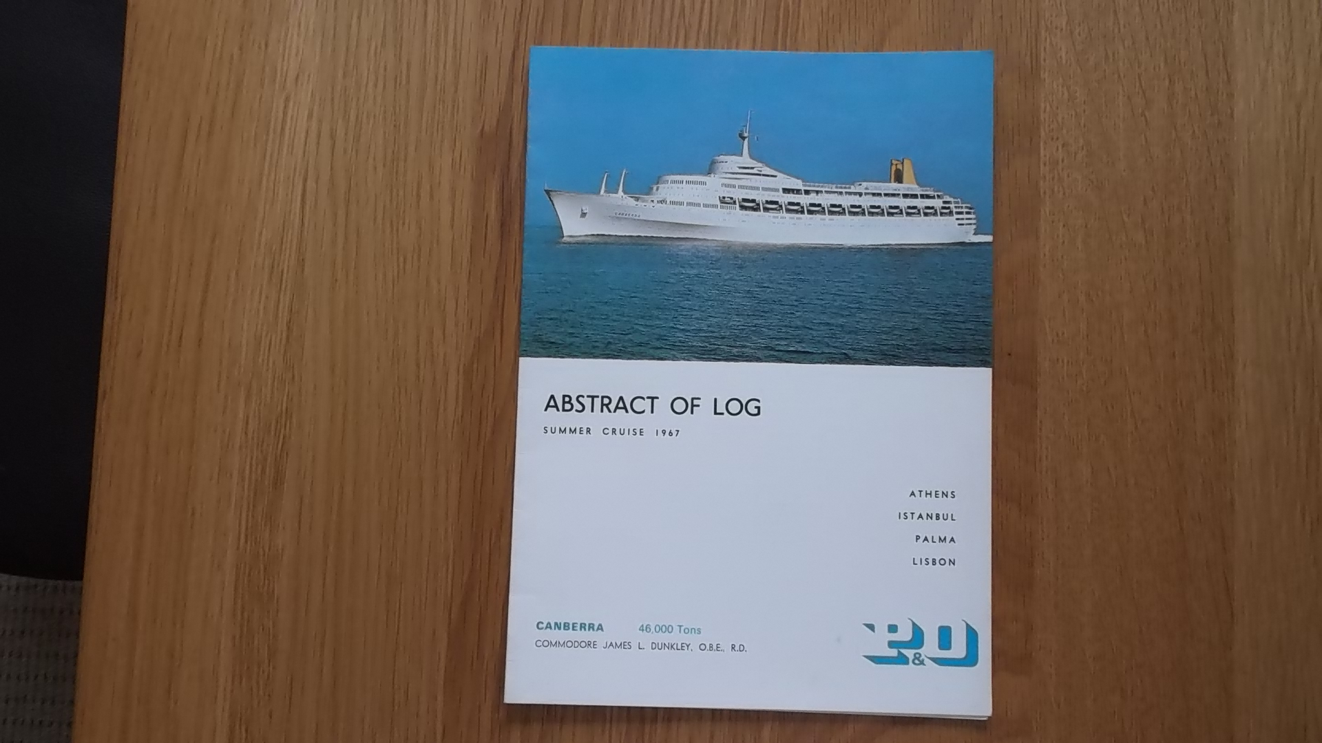 ABSTRACT OF LOG MENU FROM THE SS CANBERRA DATED 1967
