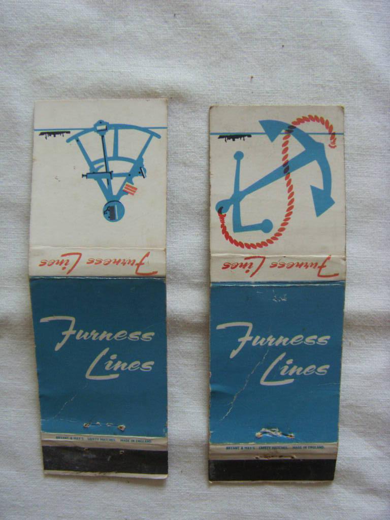 PAIR OF VERY OLD MATCHBOOK COVERS FROM THE FURNESS LINES SHIPPING COMPANY