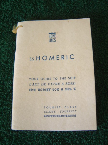 TOURIST CLASS INFORMATION BOOK FROM THE OLD VESSEL S.S. HOMERIC