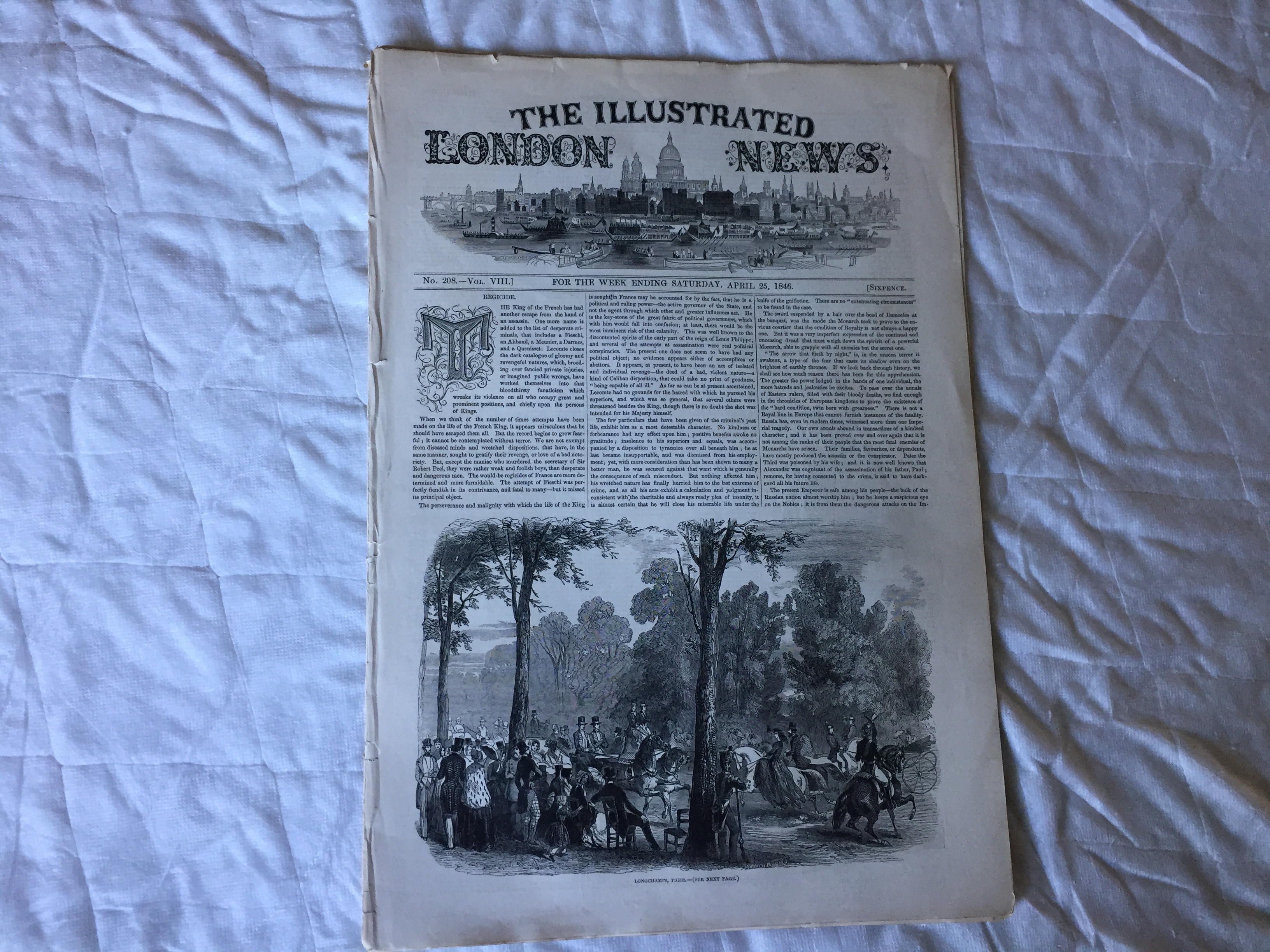 EDITION OF THE NEWSPAPER 'ILLUSTRATED LONDON NEWS' FROM 1846 SHOWING SHIPPING LOSS OF THE AMERICAN PACKET SHIP 'THE HENRY CLAY'