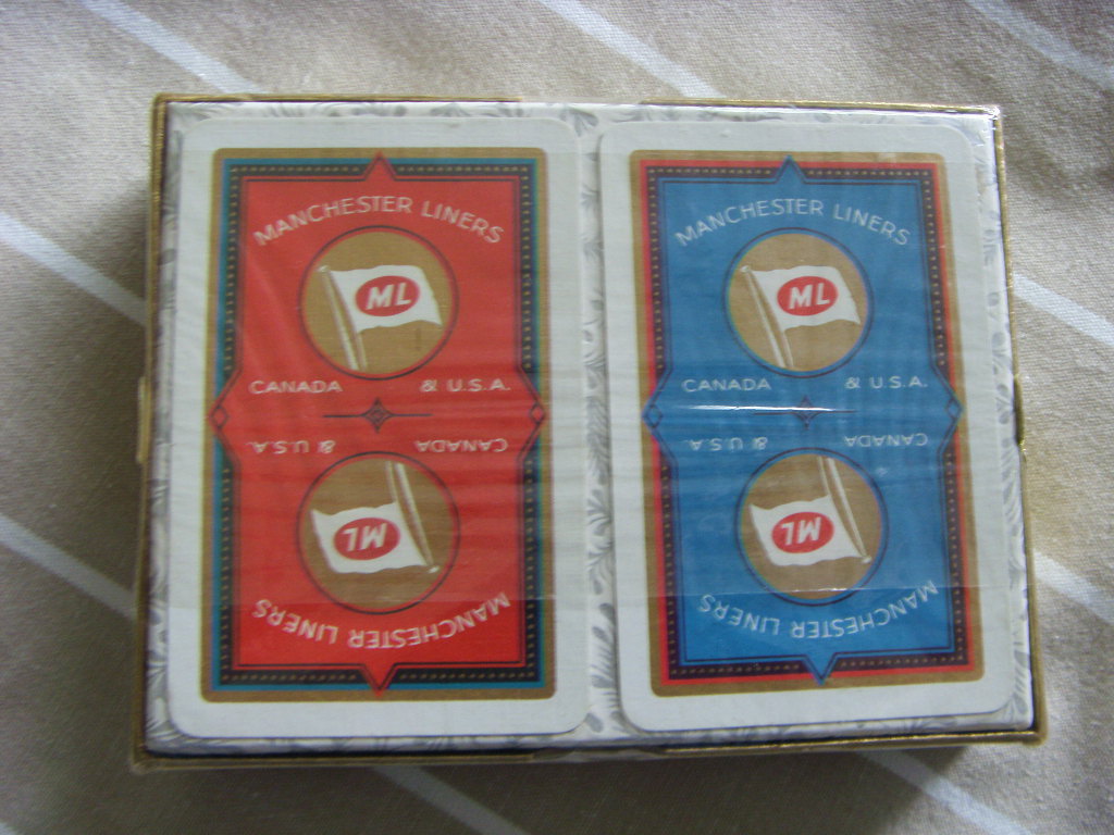 DOUBLE SET OF SOUVENIR PLAYING CARDS FROM THE MANCHESTER LINERS SHIPPING COMPANY CIRCA 1960's
