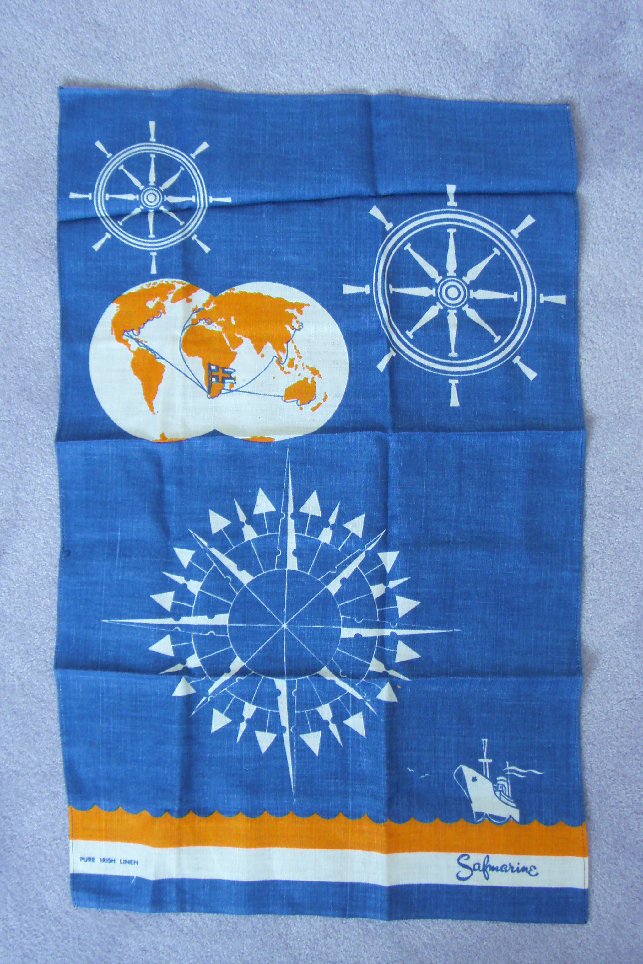 UNUSED TEA TOWEL FROM THE SOUTH AFRICAN MARINE LINE SHIPPING COMPANY